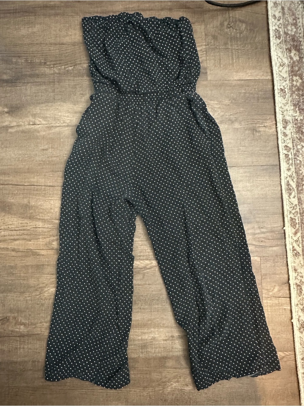 Black Polka Dot Strapless Wide-Leg Jumpsuit